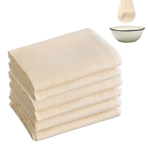 Lot de 6 étamines réutilisables en coton avec ourlet, pour yaourt, lait de noix, jus, fromage