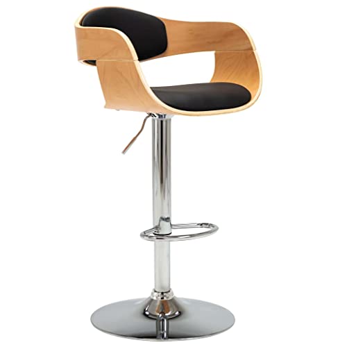 Tabouret de bar noir avec dossier et repose-pieds, chaise de comptoir en bois de buisson