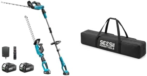 SEESII Pole & Cordless Hedge Trimmer Bundle with 55-Inch Storage Bag