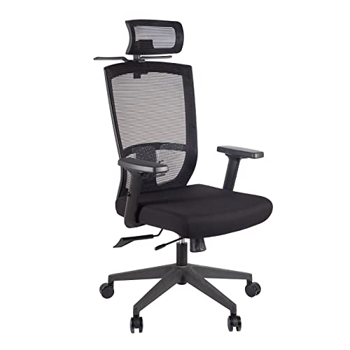 Garlifur Ergonomic Mesh Office Chair, High Back Desk Chair -Adjustable Headrest With Hanger, Tilt Function, Lumbar Support, Pu Wheels & 3D Lift Armrest, Swivel Computer Task Chair - Black #TOP19