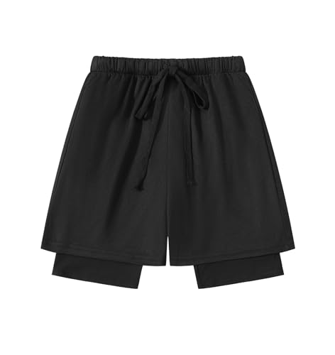 Boys 2 in 1 Athletic Active Shorts Kids Sports Running Quick Dry Breathable Compression Shorts