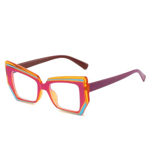 Lunettes œil de chat irrégulières à monture asymétrique rouge orange taille unique