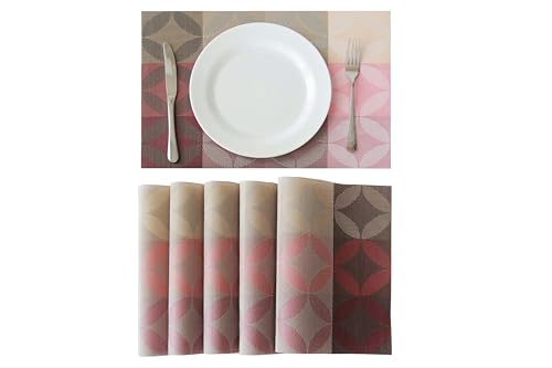 Image of Dribble PVC Placemats Set of 6 | Heat-Resistant, Washable, Waterproof Table Mats | Anti-Slip Dining Table Placemats for Kitchen & Home Decor - 45x30cm, Design -Mosaic