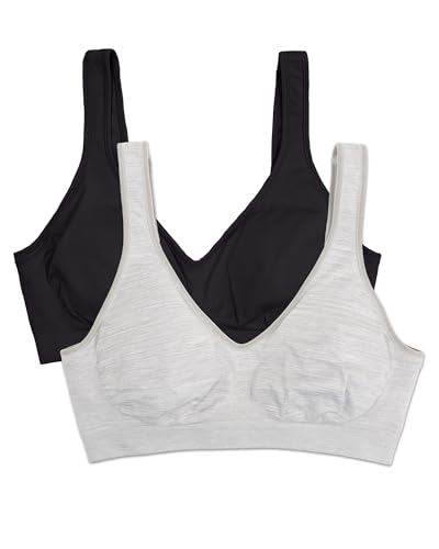 Fruit of The Loom Women's Wireless Seamless Bra 2 Pack Black Hue/Grey Heather S - image 1