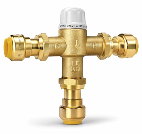 AZK GLOBAL 3/4 inch Push-Fit Type Thermostatic Mixing Valve (TMV) with precise water temperature...