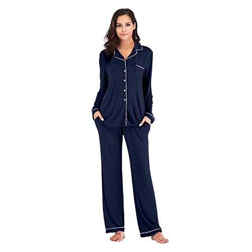 Aseniza Damen Schlafanzug Aus Baumwolle - Langarm Pyjama Set Für Winter