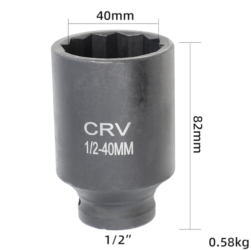 Douille d'essieu 40 mm 12 pans 1/2" impact pour différentiel Toyota avant arrière