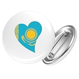 Huuraa Button Kasachstan Flagge Herz 59mm r& mit Sicherheitsnadel Ansteckbutton Geschenkidee