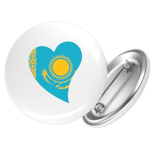 Huuraa Button Kasachstan Flagge Herz 59mm r& mit Sicherheitsnadel Ansteckbutton Geschenkidee