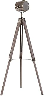 HOMCOM Vintage Tripod Floor Lamp Retro Industrial Photography Light Spotlight Antique Searchlight Wooden Base