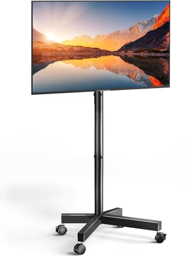 Image of PERLESMITH Rolling TV Stand for 23-62 Inch TVs, Outdoor Mobile TV Cart Holds up to 99 lbs, Portable TV Stand on Wheels for Bedroom and Living Room, Max VESA 400x400mm, PSTVMC04B-B