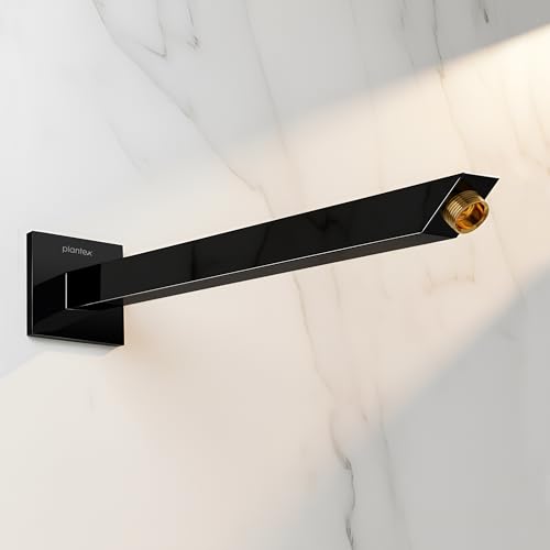 Image of Plantex 9-Inch Shower Arm for Overhead Shower /Stainless Steel Shower Pipe /Wall Mount Bathroom Fitting with -Inch Thread - Pack of 1 (Black)