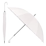 DH DREAMER HOME Paraguas Largo Clásico Grande Automático y Resistente al Viento (Blanco 16 Varillas Mango Fino)