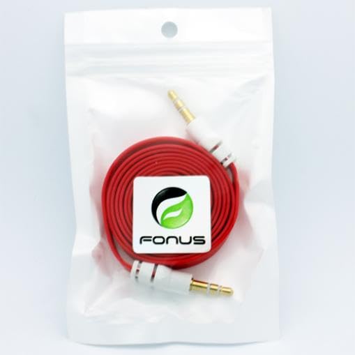 Cable Auxiliar 3.5mm plano rojo 0.91 m para auto y audio miniatura 3