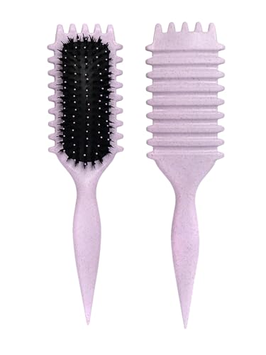 Purple Curl Defining Brush for Curly Hair – Detangling & Styling Brush for Women & Men, Defines 2A to 4C Curls, Reduces Frizz, Perfect for Wet & Dry Hair (Purple)