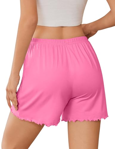 Image of Ekouaer 2 Pack Womens Pajama Shorts 2026 Summer Casual Lounge Sleep Short Ruffle Soft Comfy Pj Bottoms with Pockets