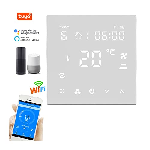 Termostato inalámbrico Termostato inteligente WiFi 24V for unidades de bobinas de aire acondicionado central Fcu Controlador de temperatura ambiente Refrigeración Calefacción Ventilación Termostato de