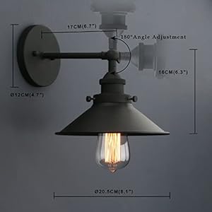 Phansthy industrial wall sconce light 81 inches metal lampshade vintage style 1 light wall light 180 degree adjustable lighting direction black  urban country home decor