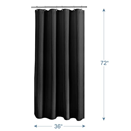 Image of AmazerBath Waffle Shower Curtain, Stall Shower Curtain, Black Shower Curtain Fabric, Hotel Quality Bathroom Shower Curtains, Heavy Duty, 36 x 72 Inches