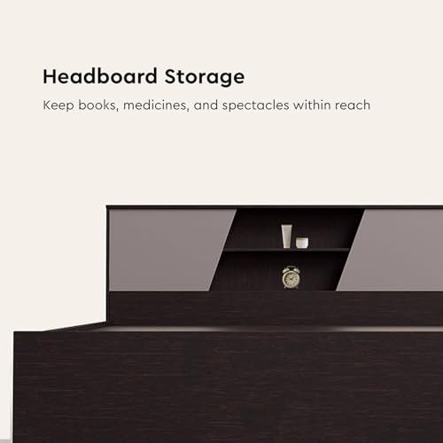 Image of Interio by Godrej Hannah and Restomagic Dual King Size Box Storage Bed + Mattress Combo Dual-Sided (78x72x5 Inches) Mattress with 5-Year Warranty, Bed headboard with Storage