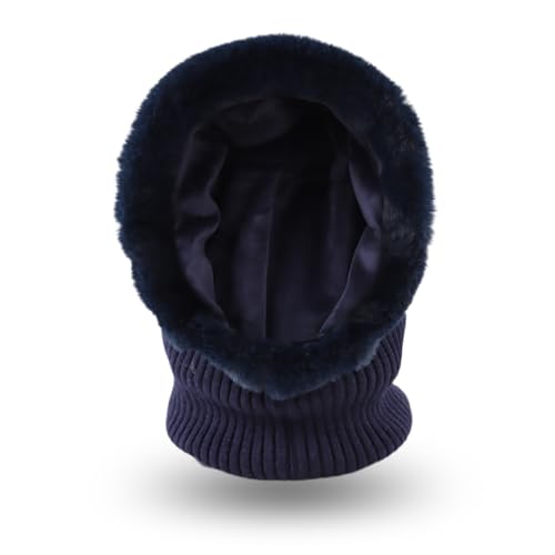 Image of Winter Fleece Balaclava Warm Men Hood Hat Knitted Hooded Scarf for Women Unisex Skull Cap
