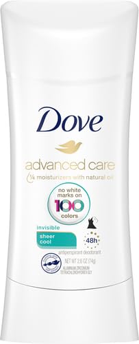 Image of Dove Advanced Care Antiperspirant Deodorant Stick Sheer Cool for Soft, Resilient Skin, with 72-Hour Sweat & Odor Protection, 2.6 oz (Pack of 12)