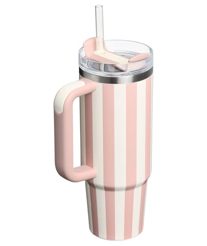Image of STANLEY Quencher H2.0 Tumbler with Handle and Straw 30 oz | Flowstate 3-Position Lid | Cup Holder Compatible for Travel | Insulated Stainless Steel Cup | BPA-Free | Peach Whip Cabana Gloss