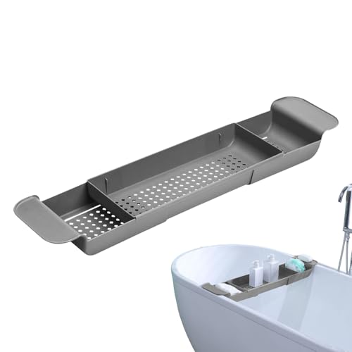 Plateau de Bain | Tablette pour Baignoire Extensible,Support À Drainage Rapide Organisateur De Stockage Spa Maison pour Appartement Hôtel Résidence Gel Douche Shampooing