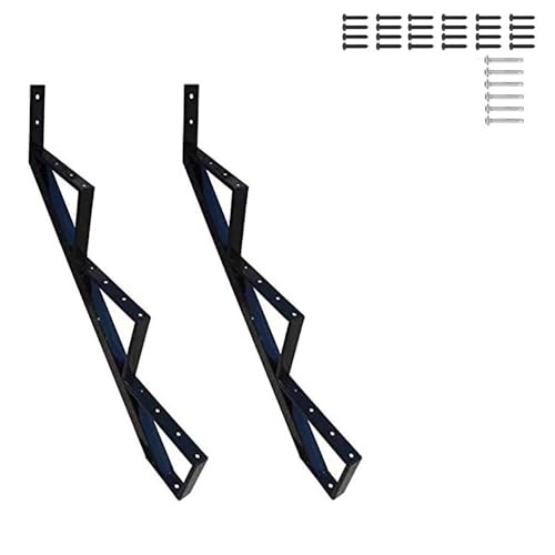 27 Inch Black Steel Stair Step Riser 3-Step Metal Stair Stringer 2 Pack Steel Stair Stringer for 27 Height Deck and Outdoor Steps