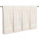 CrystalSylara 4 Pcs Cotton Hand Towels Bulk for Bathroom Ribbed Soft and Absorbent Hand Towels Set for Bathroom Kitchen Hotel Spa Cleaning Salon Gifts, 13.8 x 29.5'' (Creamy White)