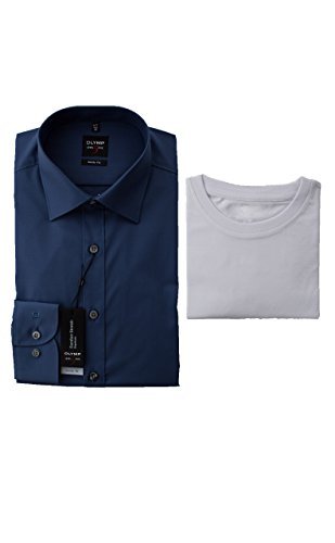 Preisvergleich Produktbild Olymp Hemd, Blau, Body Fit Level Five, inklusive T-Shirt (39)