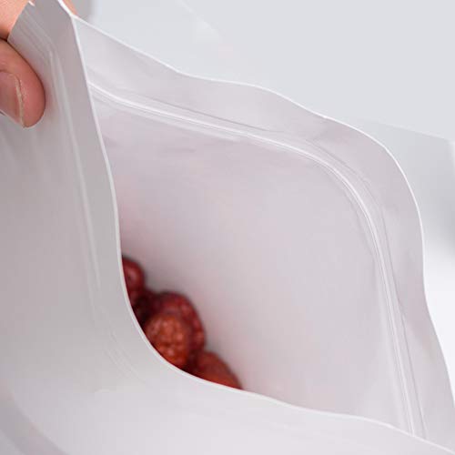 QQ Studio 5.5MIL Thick White Kraft Paper Window Stand-up Resealable QuickQlick Bag Set For Bake Sale, Gifting and Pantry Organization (5 Sizes Assortment Pack with Stickers)