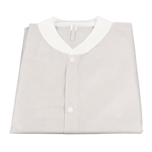 Dynarex Disposable Lab Coats - Breathable Triple-Layered Non-Woven Polymer Fabric - Knee Length, Elastic Cuffs - White, X-Large, Case of 30 Lab Coats