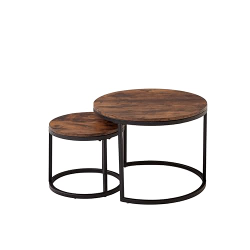 JZGORC Set di 2 Tavolini da Caffè, Tavolino Rotondo Impilabile per Soggiorno, Gambe in Metallo Verniciato, Adatto per Soggiorno, Caffetteria, Lounge (60 * 45 cm e 40 * 35 cm) - Vintage