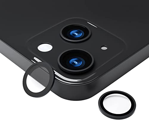 Image of CASEKOO Metal Full Cover + Tempered Glass Circle Camera Lens Protector for iPhone 13 /13 mini,HD Camera Lens Screen Cover Case,9H Hardness Anti-Scratch Camera Screen Protective Lens Film (Black)
