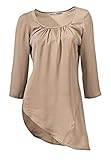 stylische Bluse in camel ASHLEY BROOKE Damen Bluse Longbluse Satin camel Zipfel (44)