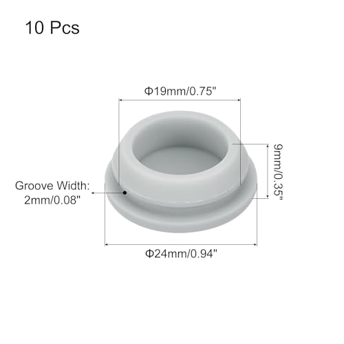 Image of MECCANIXITY 10pcs Silicone Snap in Locking Hole Plugs,19mm /0.7 Inch Mounting Diameter Narrow Groove Width 2mm Panel Seal Cover Round for Kitchen Bulkheads Waterproof Sealing Plugs Grey