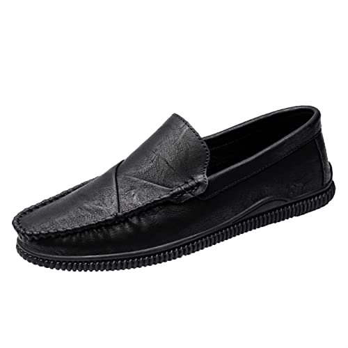HOOENG Loafer Shoes Driving Moccasins for Men Vegan Leather Stitching Details Round Toe Anti-Slip Lightweight Flat Heel Resistant Walking Slip on3