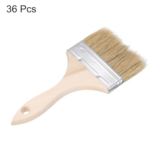 QUARKZMAN 36Pcs Pinsel 4 Breite Naturborsten Flachpinsel mit Holzgriff für Wand, Schränke, Zäune