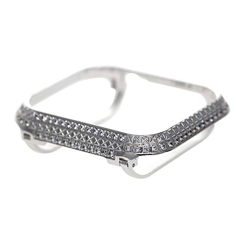 Callancity Rhinestone Metal Bezel Case Cover Compatible Apple Watch Series SE/6/5/4 White Crystals For Men/Women