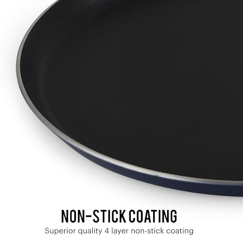 Image of CELLO Platina Aluminium Non-Stick Induction Base Dosa Tawa 28CM with Bakelite Handle, Blue | Heavy Base, PFOA Free & Dishwasher Safe, Gas Stove & Induction Compatible | Perfect for Roti Dosa Chila