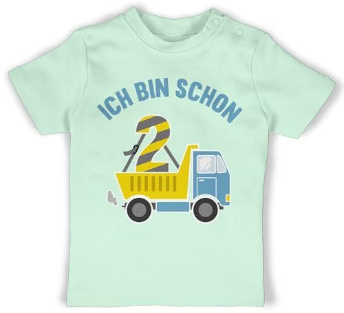Baby T-Shirt Mädchen Jungen - 2. Geburtstag - Ich Bin Schon Zwei LKW -...