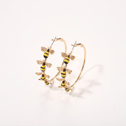 Bee Hoop Earrings Honey Bee Large Gold Hoop Earrings Stud Fun Cute Animal Jewelry for Women Spring Summer Holiday Party Gift3