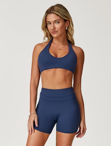 Two piece yoga short set for women with Halter top and gym short Matching workout sets for yoga,Pilates,run2