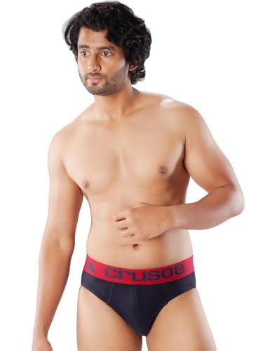 Image of CRUSOE Men's Antimicrobial Super Combed Cotton Fashion Brief - Pack of 2 | Breathable, Soft Stretch Fit Underwear | Tag-Free, Odor Control Innerwear