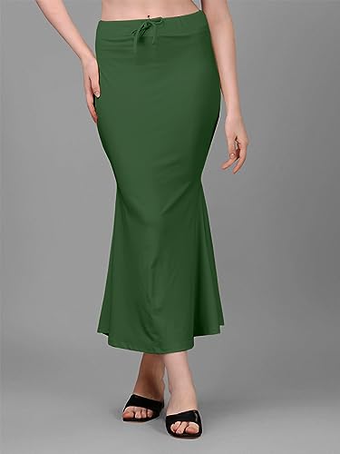 Image of Women's Saree Shapewear Petticoat, Cotton Blend Stretchable Mermaid Skirt, High Waist Tummy Control, Smooth Curve Fit with Adjustable Drawstring