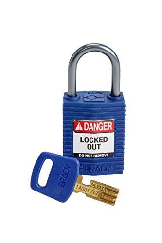 Image of Brady CPT-BLU-25AL-KD6PK SafeKey Padlock, Blue, 2.6 in H x 1.25 in W x 0.75 in D