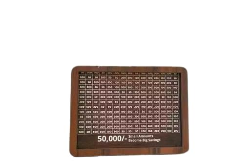 Wooden Money Bank, Piggy Bank for Kids and Adults, Coin Saving Box (50,000 Money Bank_02)