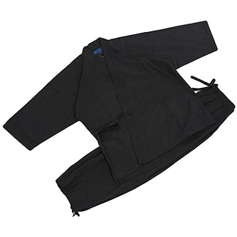 Edoten Men's Japan Kimono Ninjya Cotton100% Samue Black M Cover