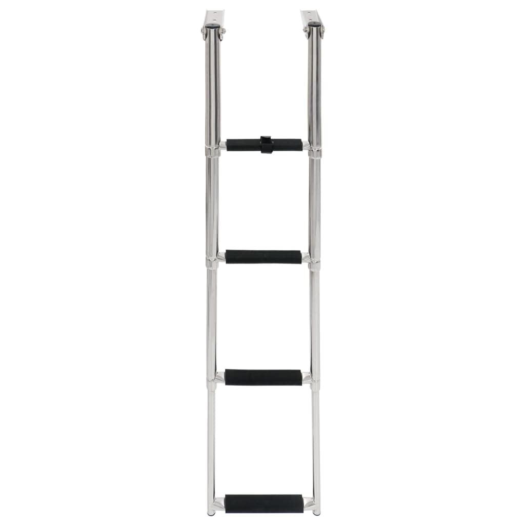 vidaXL Echelle d'Embarquement Pliable 4 Marches Télescopique Antidérapant Piscine Bateau Plate-Forme de Support Sangle de Fixation Acier Inoxydable